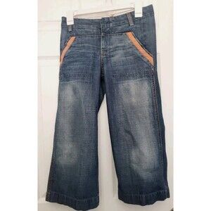 7 For All Mankind Capri Cropped Ankle Jeans Sz 26 Blue Retro USA Womens